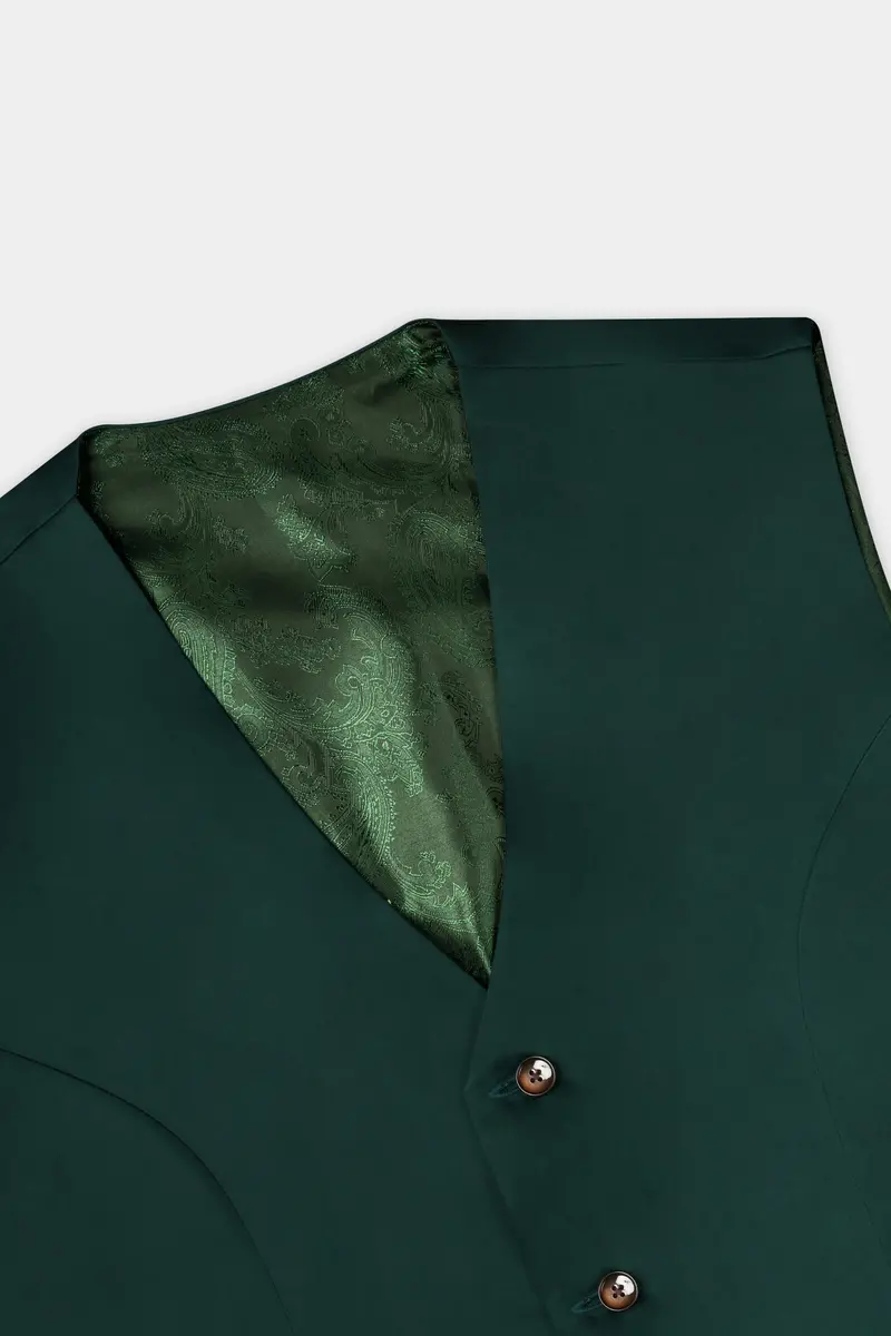 Dark Slate Green Premium Cotton Double Breasted Suit 13