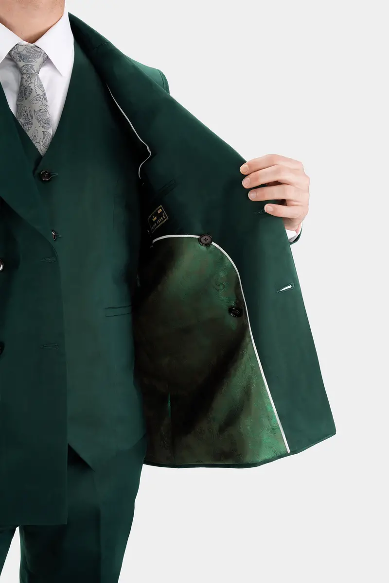 Dark Slate Green Premium Cotton Double Breasted Suit 4
