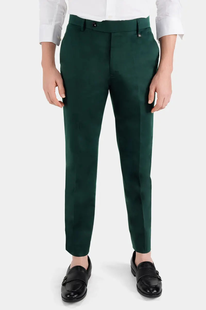 Dark Slate Green Premium Cotton Double Breasted Suit 5