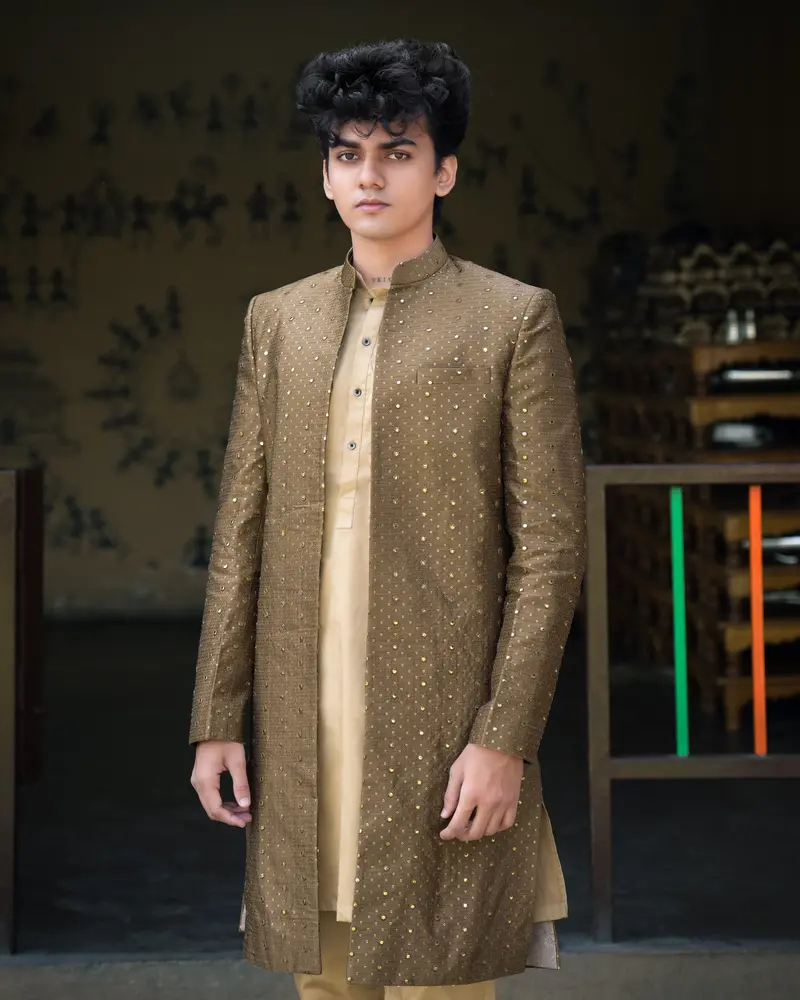 Dark Taube Brown Sherwani Jacket 1