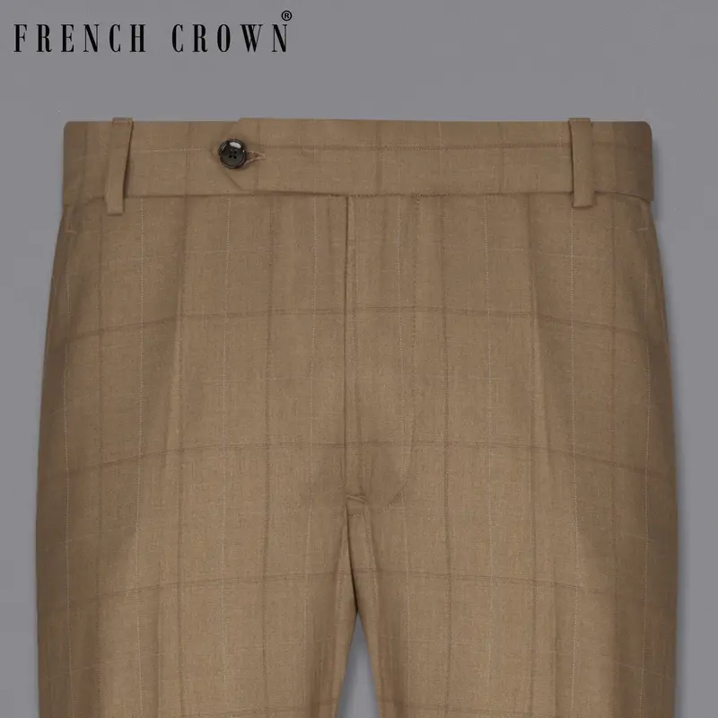 Dark Taupe Brown Windowpane Pant 6