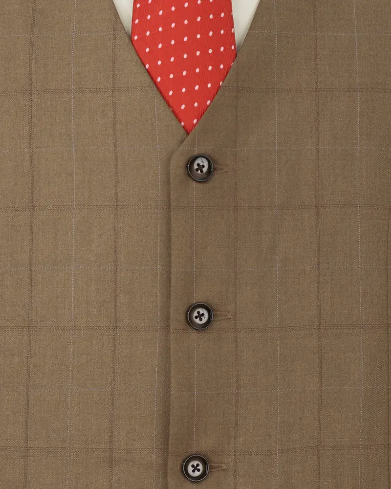 Dark Taupe Brown Windowpane Waistcoat 5