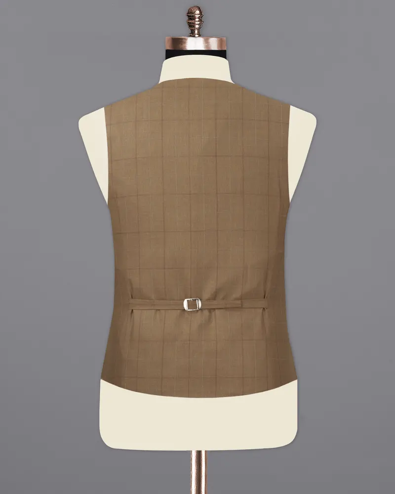 Dark Taupe Brown Windowpane Waistcoat 6