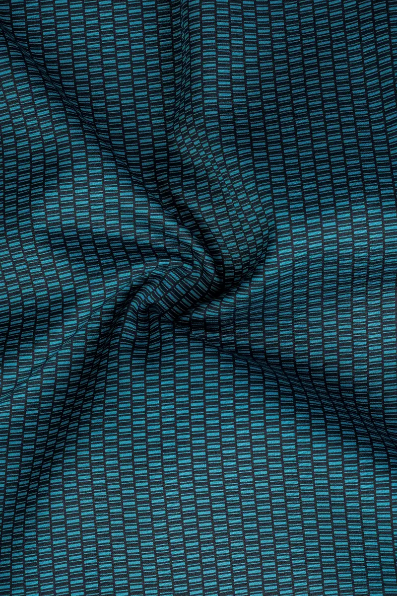 Dark Teal Blue Printed Super Soft Premium Cotton Shirt 2