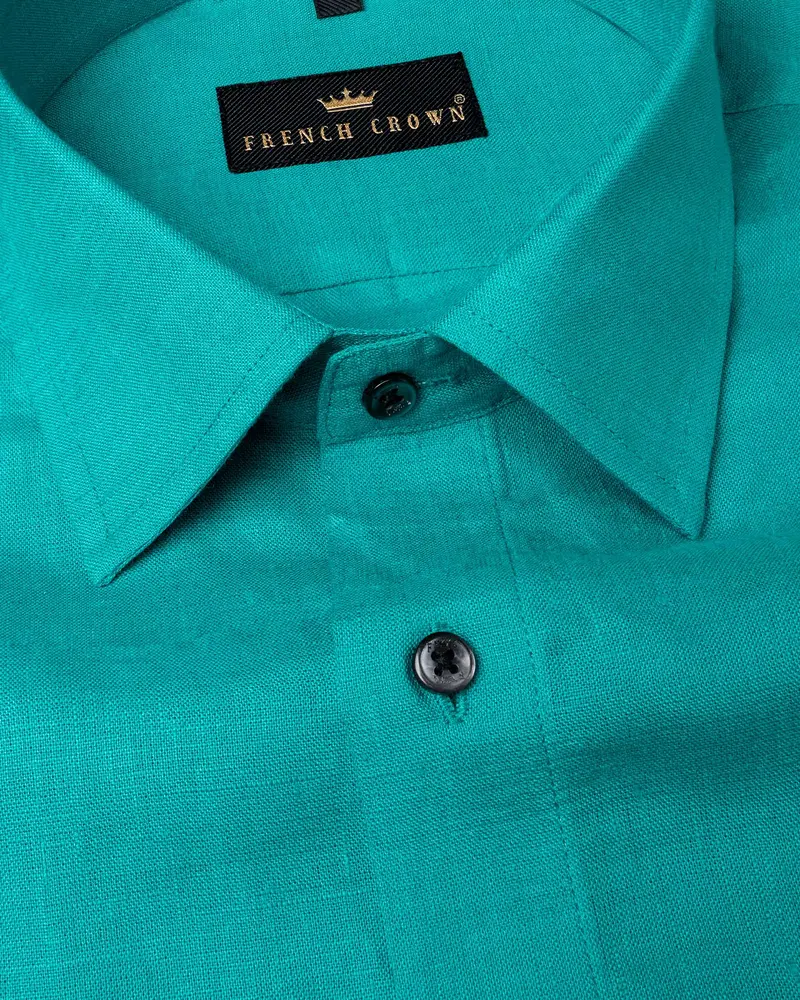 Dark Turquoise Luxurious Linen Shirt 3