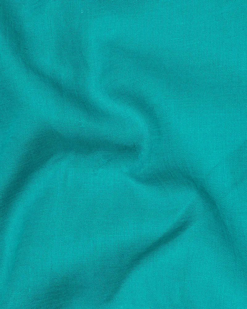 Dark Turquoise Luxurious Linen Shirt 4