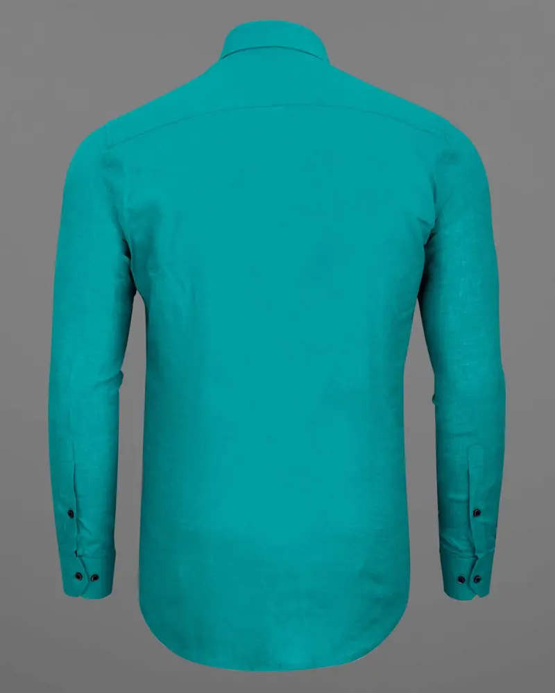 Dark Turquoise Luxurious Linen Shirt 6