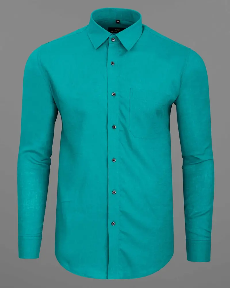 Dark Turquoise Luxurious Linen Shirt 9