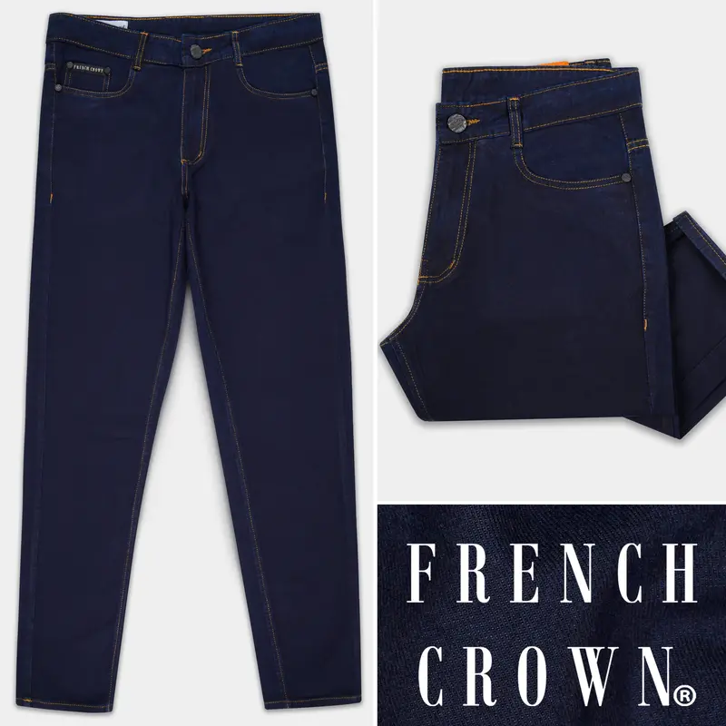 Dark Wash Mirage Blue Slim Fit Mid-Rise Clean Look Stretchable Denim 1