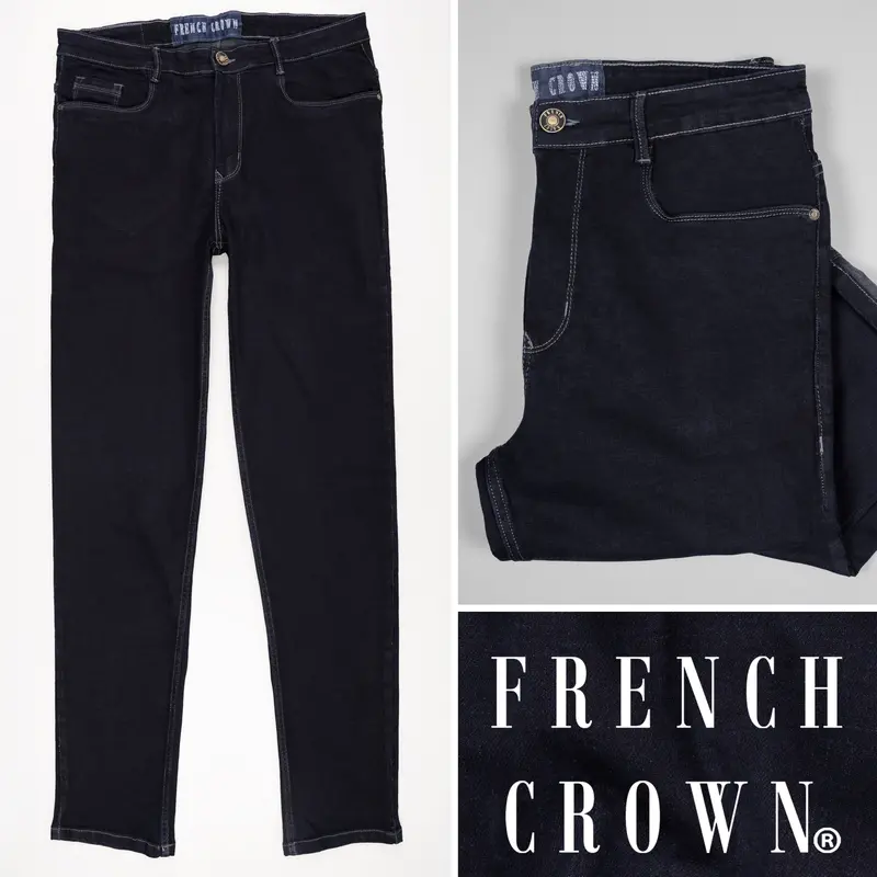 Dark Wash Space Blue Slim Fit Mid-Rise Clean Look Stretchable Denim 1