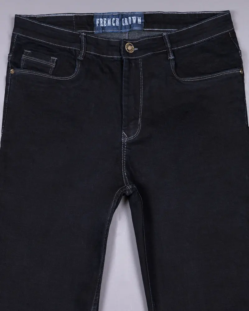 Dark Wash Space Blue Slim Fit Mid-Rise Clean Look Stretchable Denim 4