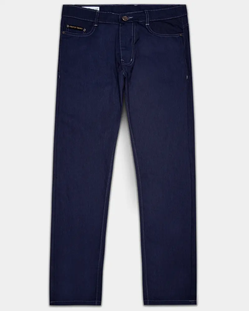 Dark Wash Tuna Blue Light Weight Slim Fit Mid-Rise Clean Look Stretchable Summer Denim 1