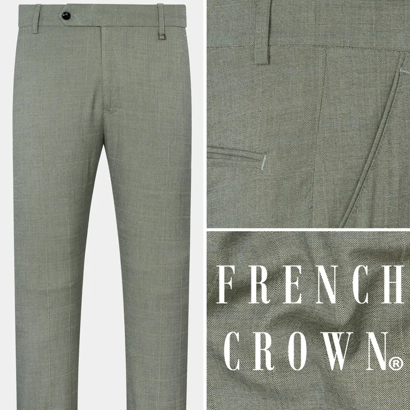 Davys Gray With Horizontal Stitches Wool Rich Pant 1