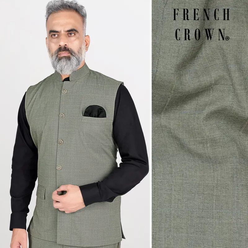 Davys Gray Wool Rich Stretchable Traveler Nehru Jacket 1