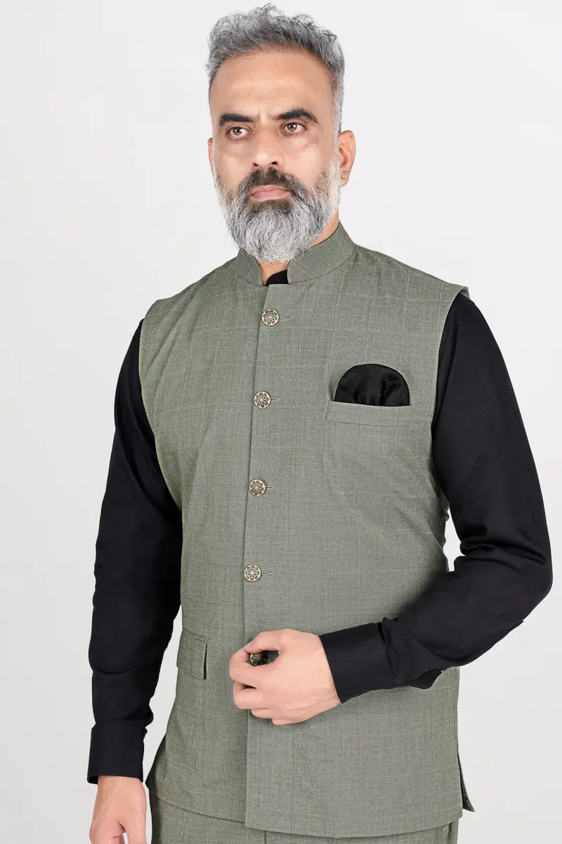 Davys Gray Wool Rich Stretchable Traveler Nehru Jacket 2