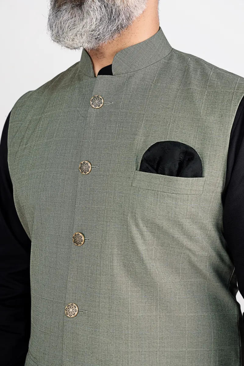 Davys Gray Wool Rich Stretchable Traveler Nehru Jacket 4