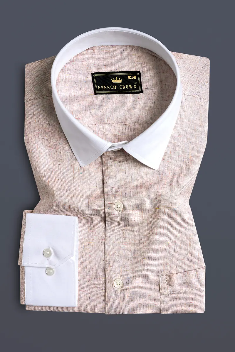 Dawn Brown With White Cuffs And Collar Twill Premium Cotton Shirt 2
