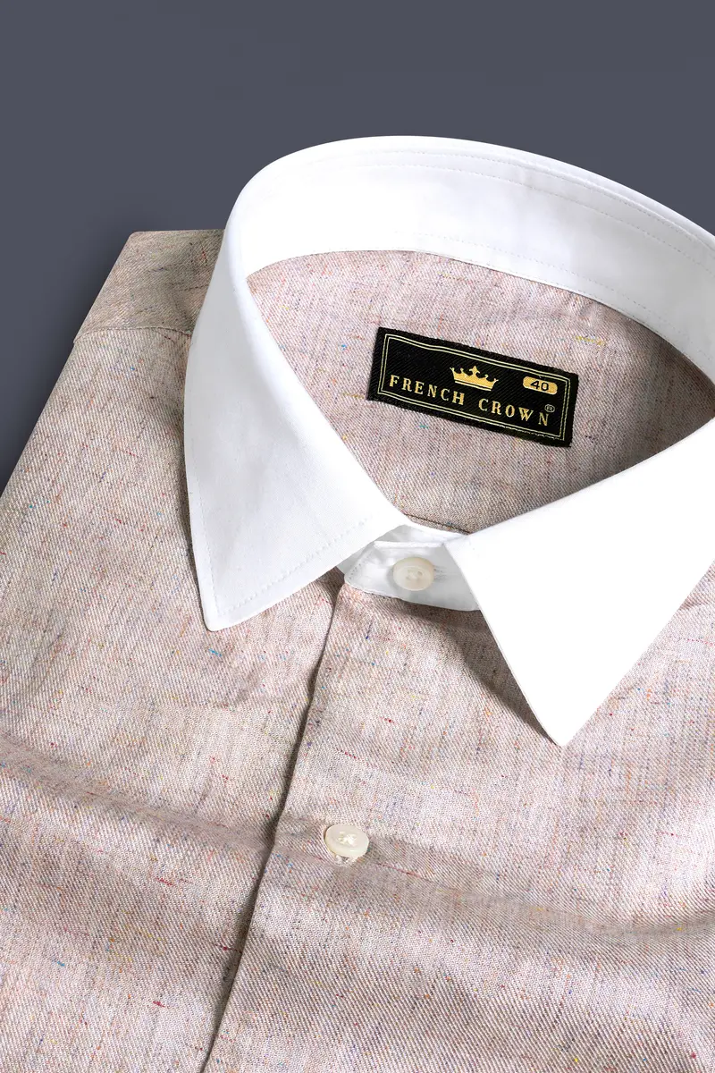 Dawn Brown With White Cuffs And Collar Twill Premium Cotton Shirt 4
