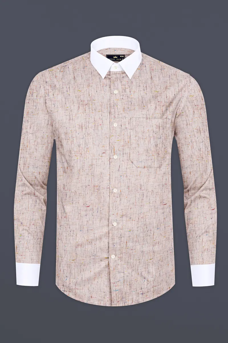 Dawn Brown With White Cuffs And Collar Twill Premium Cotton Shirt 5