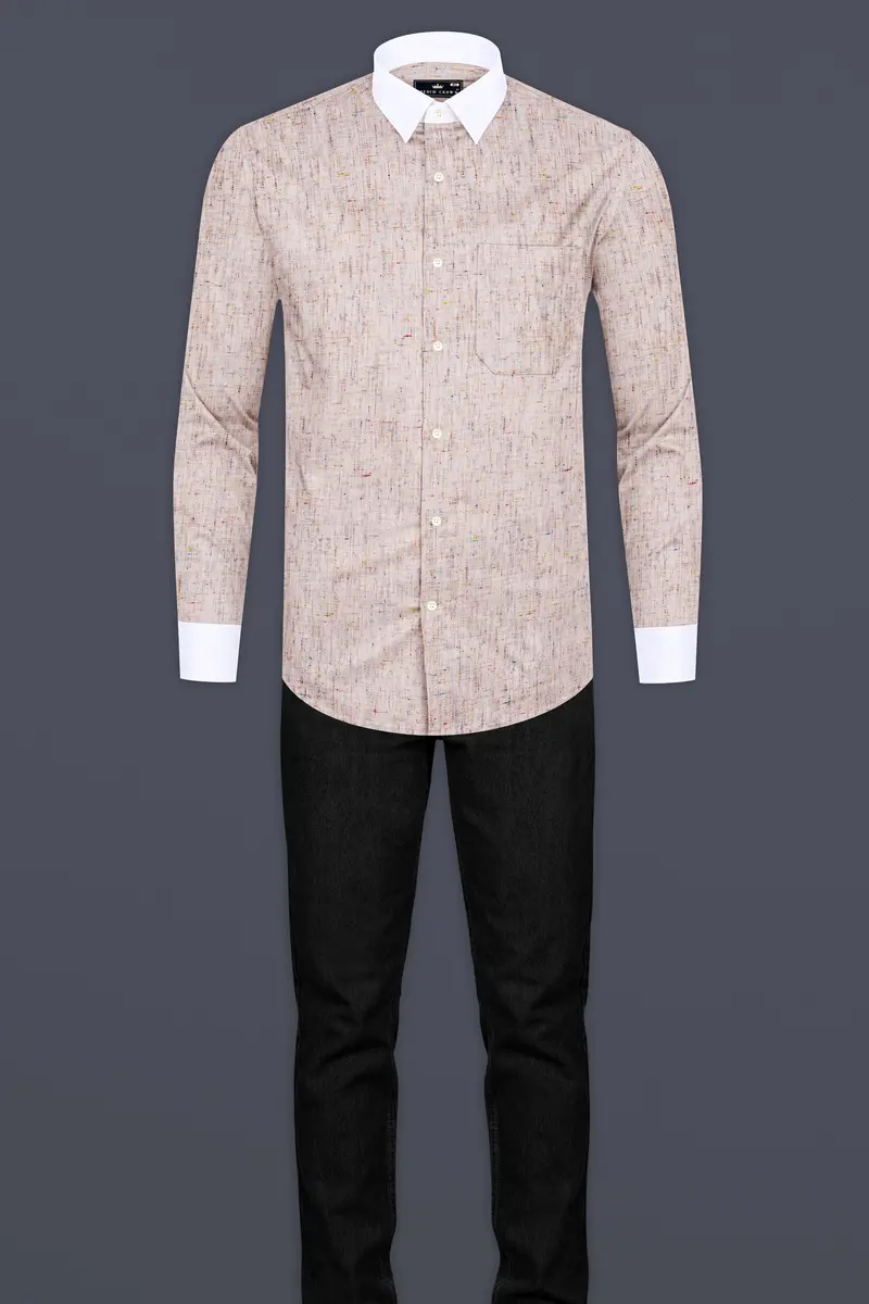 Dawn Brown With White Cuffs And Collar Twill Premium Cotton Shirt 7