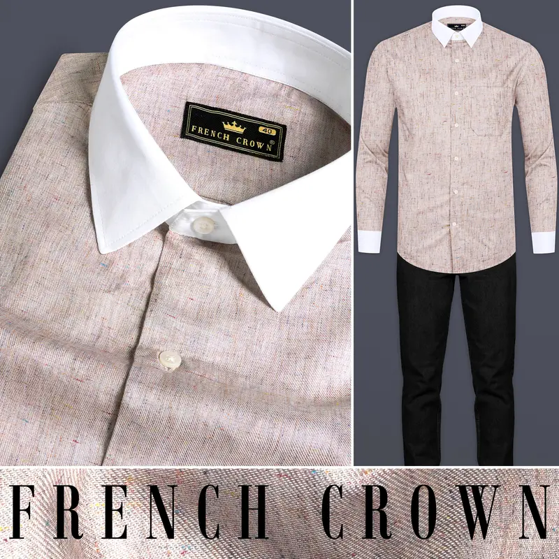 Dawn Brown With White Cuffs And Collar Twill Premium Cotton Shirt 8