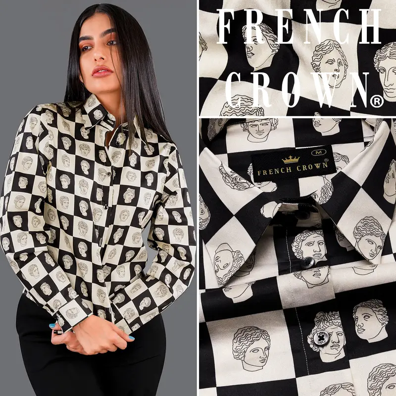 Dawn Cream And Black Checked Premium Cotton Shirt 1