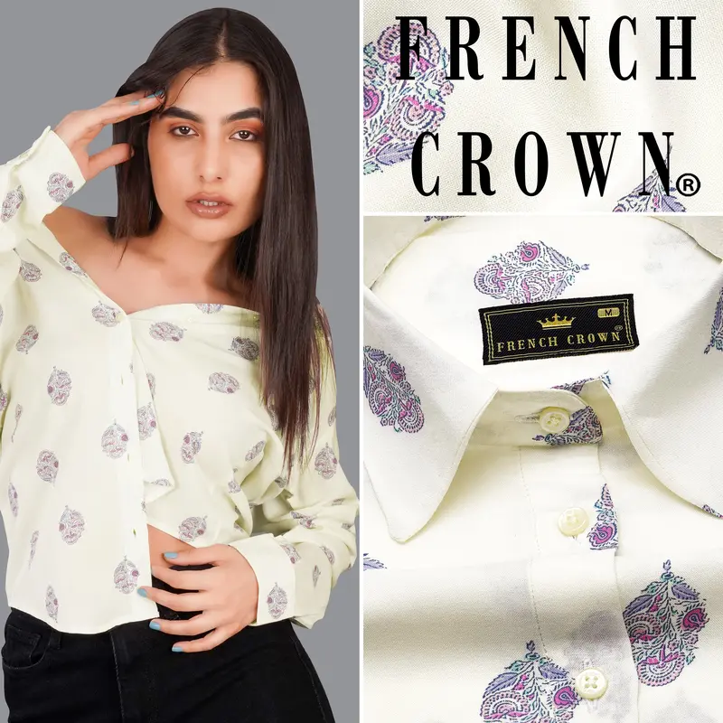 Dawn Cream Printed Premium Tencel Shirt 1