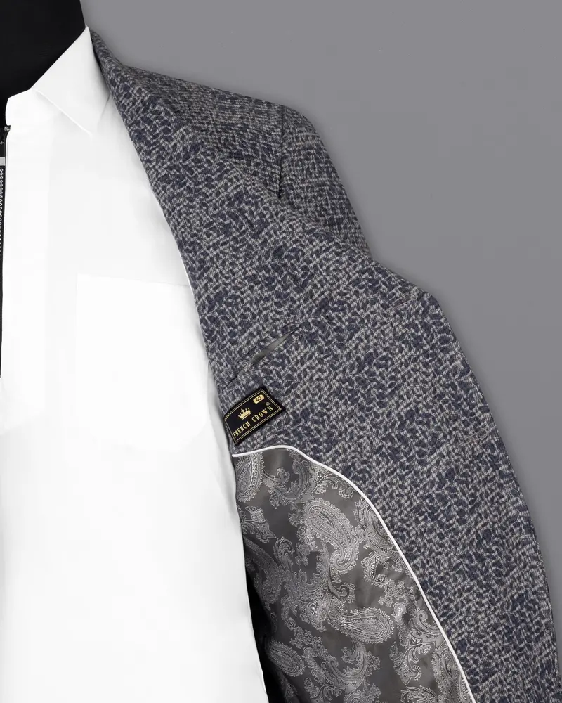 Dawn Gray And Gunmetal Blue Subtle Textured Premium Cotton Designer Blazer 7
