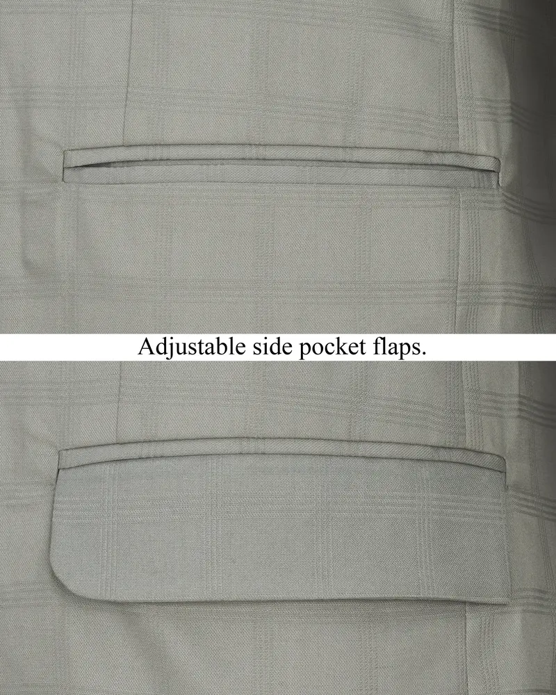 Dawn Gray Plaid Cross Placket Bandhgala Suit 6