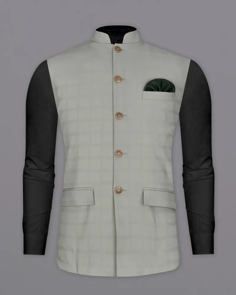 Dawn Gray Plaid Nehru Jacket 2