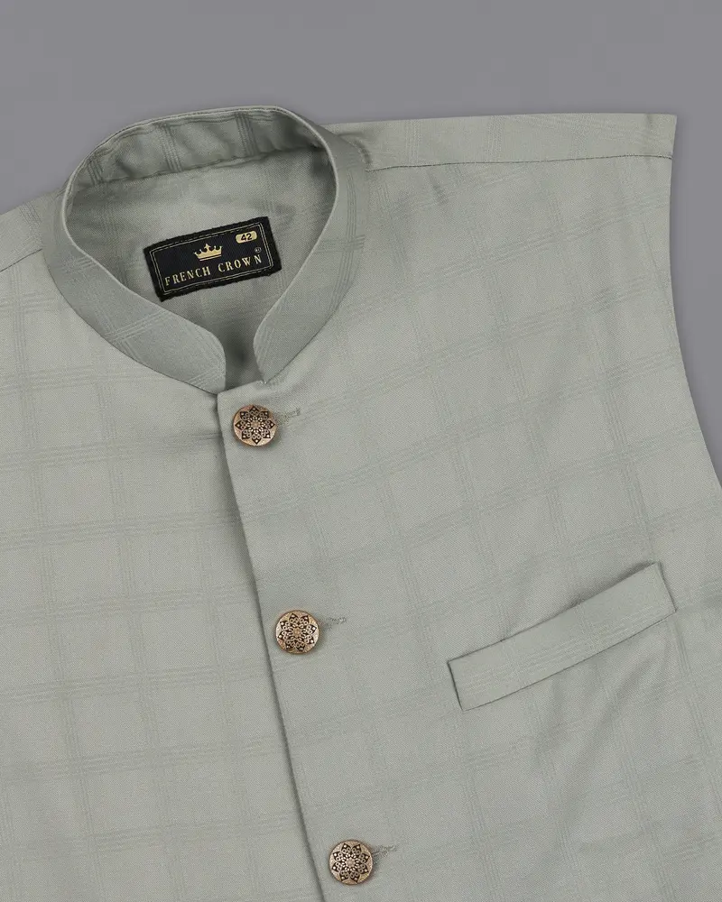 Dawn Gray Plaid Nehru Jacket 4