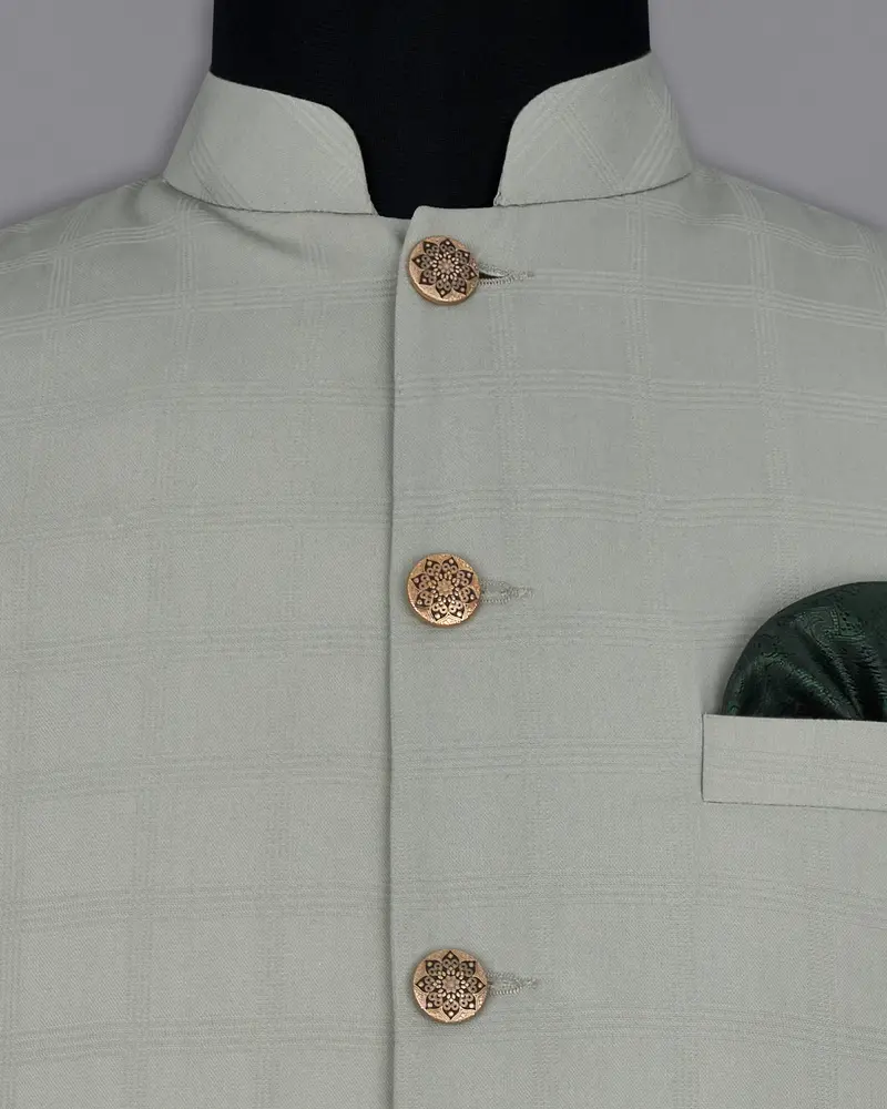 Dawn Gray Plaid Nehru Jacket 5