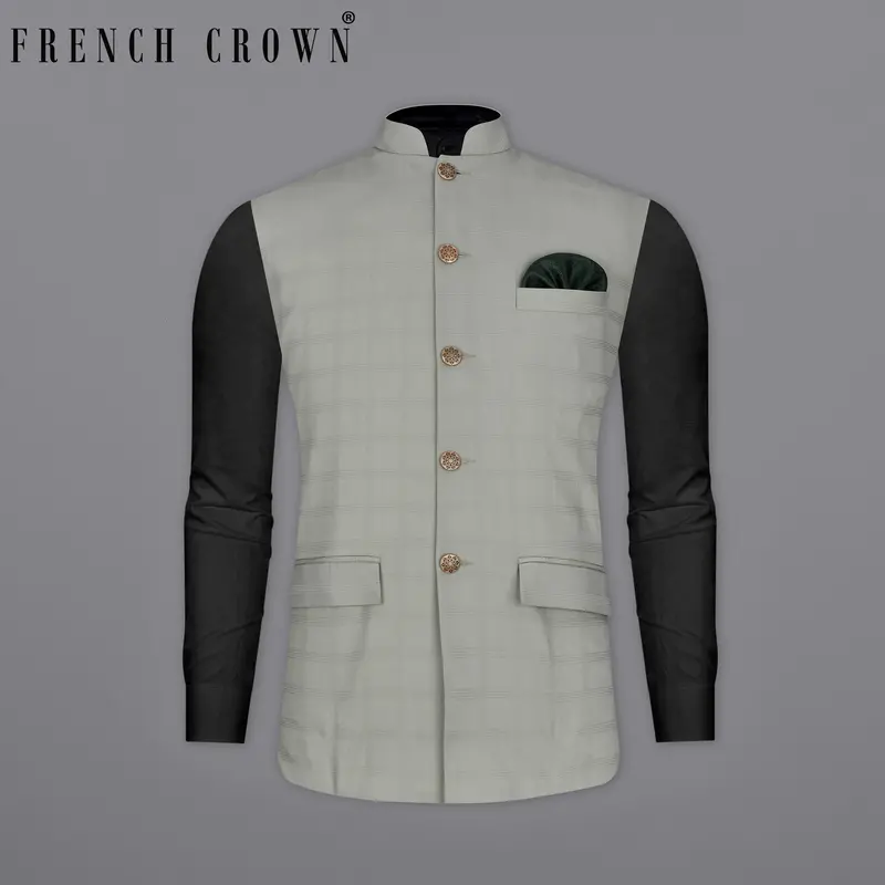 Dawn Gray Plaid Nehru Jacket 7