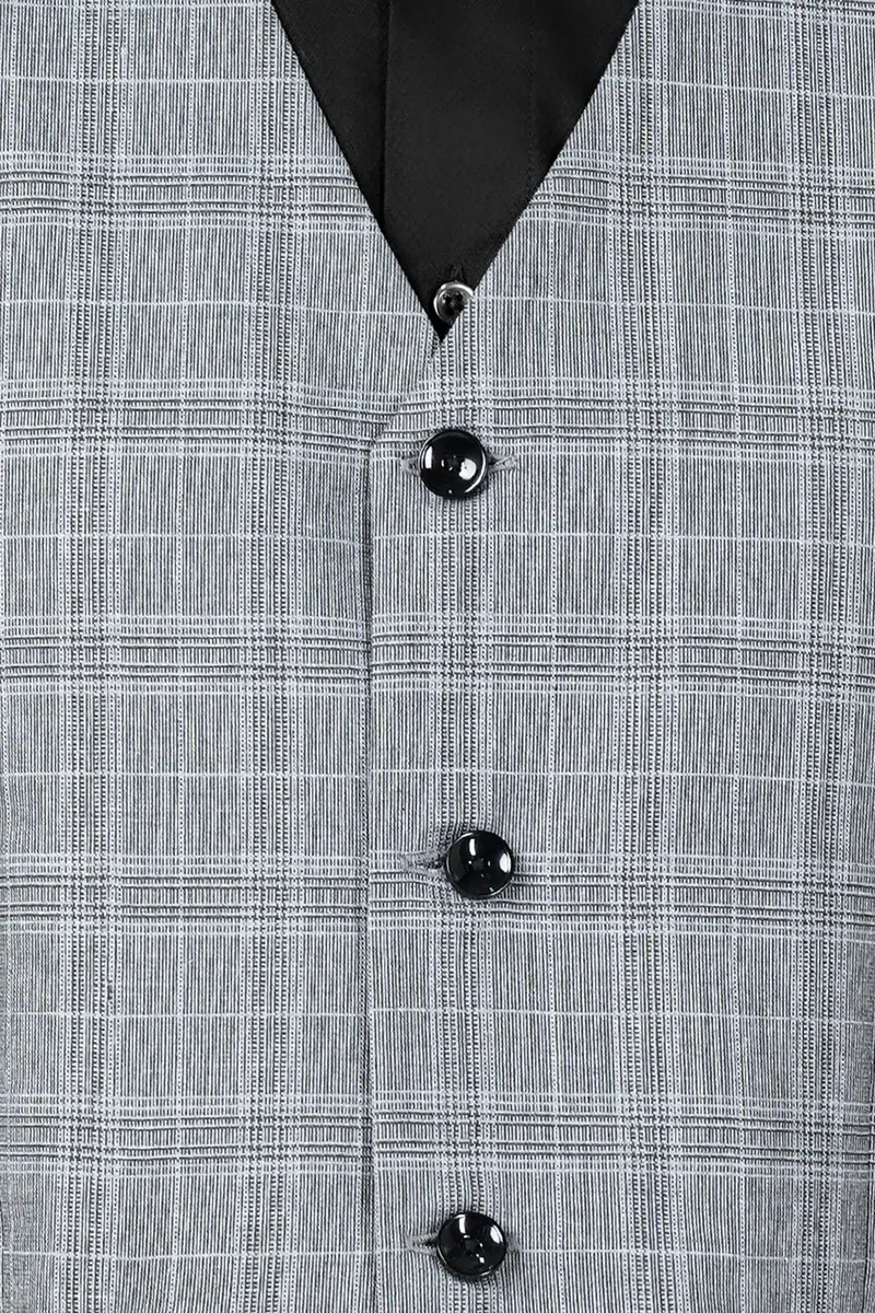 Dawn Gray Plaid Wool Rich Waistcoat 4