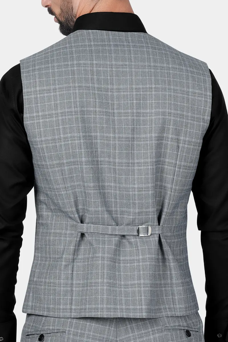 Dawn Gray Plaid Wool Rich Waistcoat 5