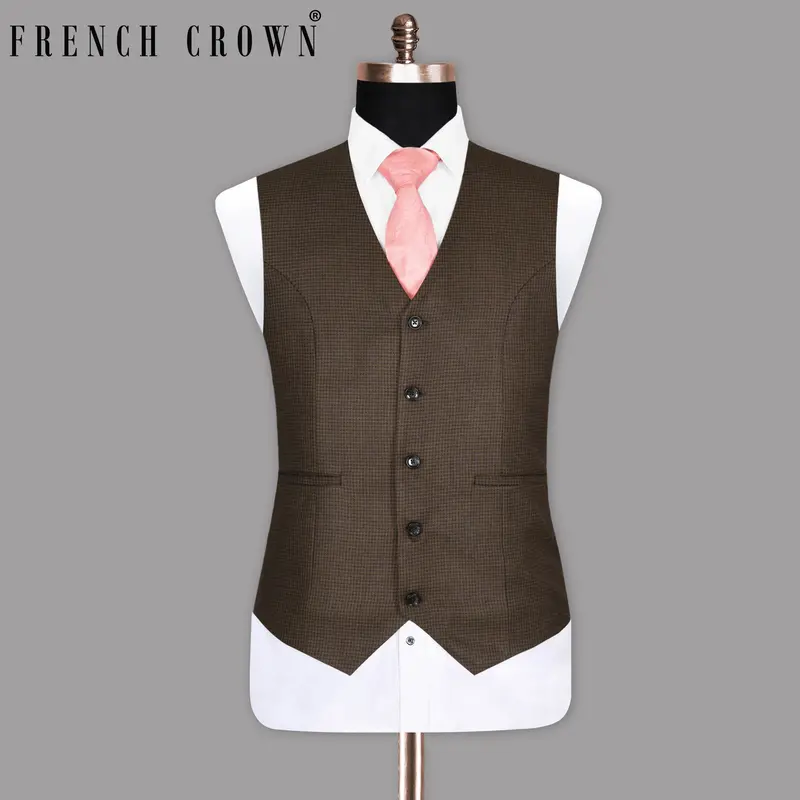 Deep Bronze Houndstooth Waistcoat 1