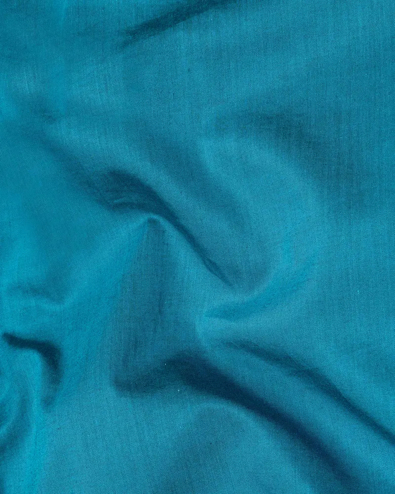 Deep Cerulean Blue Chambray Textured Premium Cotton Shirt 2