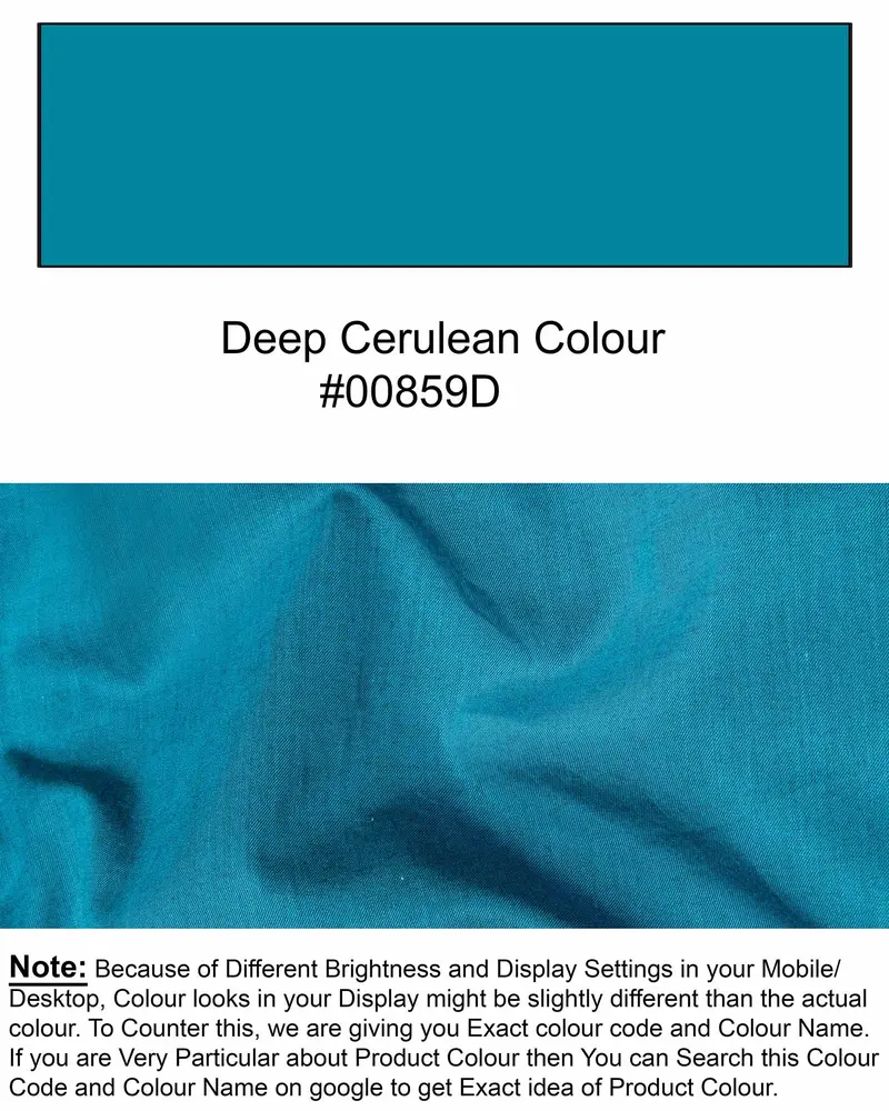 Deep Cerulean Blue Chambray Textured Premium Cotton Shirt 8