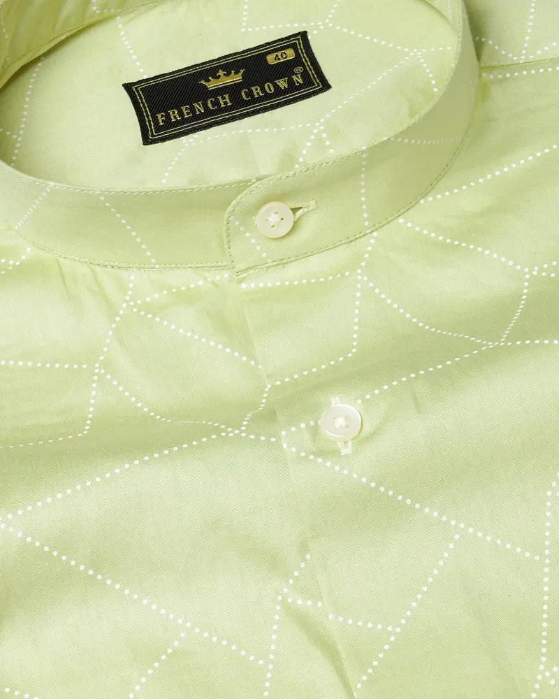 Deep Coffee Green Geometric Printed Super Soft Premium Cotton Shirt 1