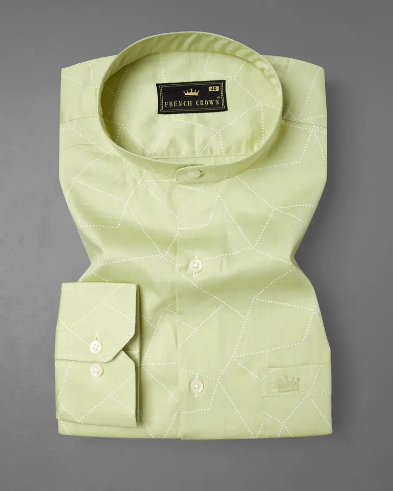 Deep Coffee Green Geometric Printed Super Soft Premium Cotton Shirt 3