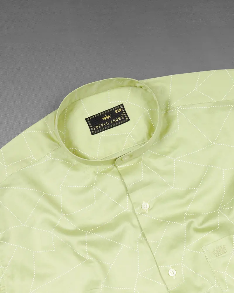 Deep Coffee Green Geometric Printed Super Soft Premium Cotton Shirt 4