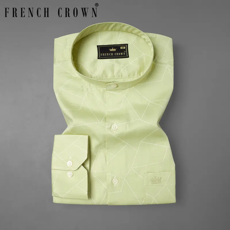 Deep Coffee Green Geometric Printed Super Soft Premium Cotton Shirt 9
