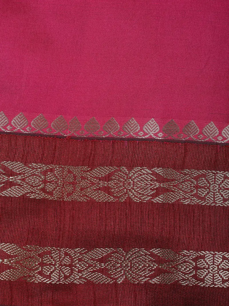 Deep Magenta Pink Solid Design Soft Silk Saree 2