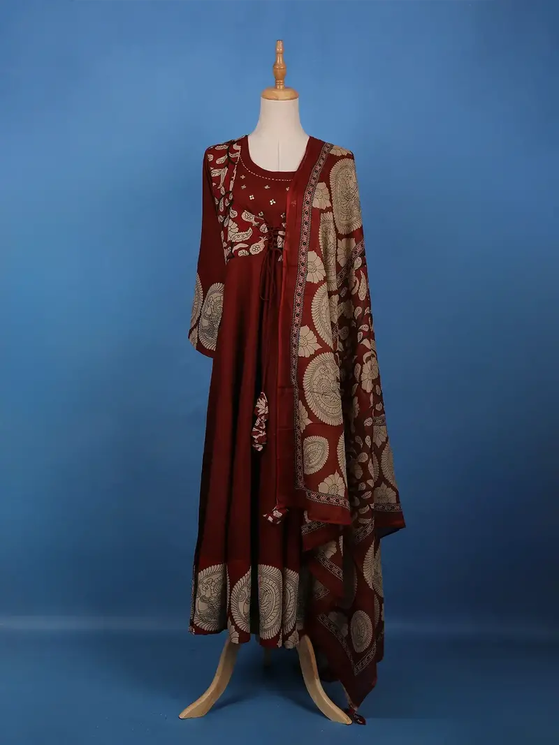 Deep Maroon Floral Printed Salwar Suit 1