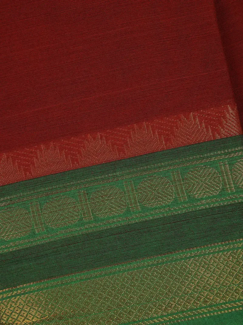 Deep Maroon Solid Cotton Fancy Saree 2