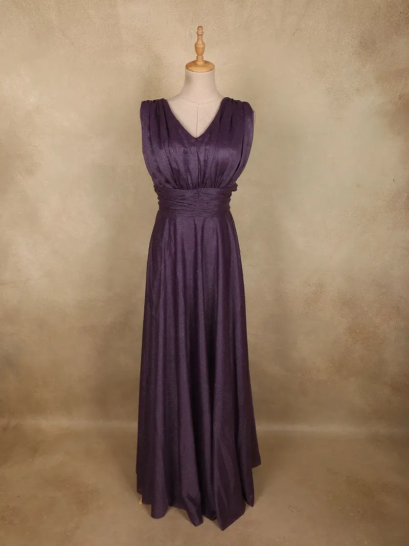 Deep Royal Aubergine Purple Shimmer Embellished Design Party Wear Gown 1