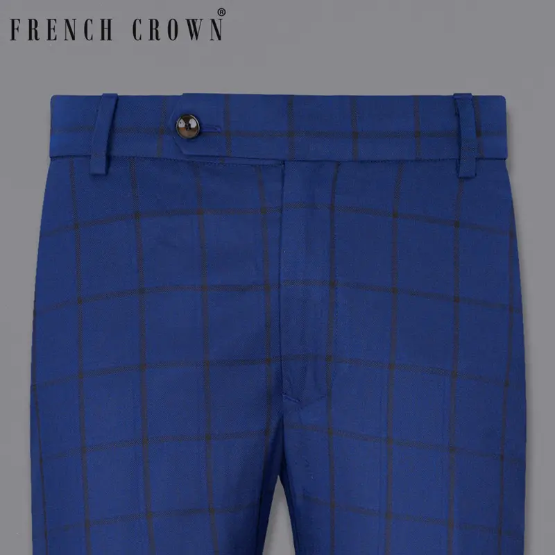 Deep Sapphire Windowpane Pant 1