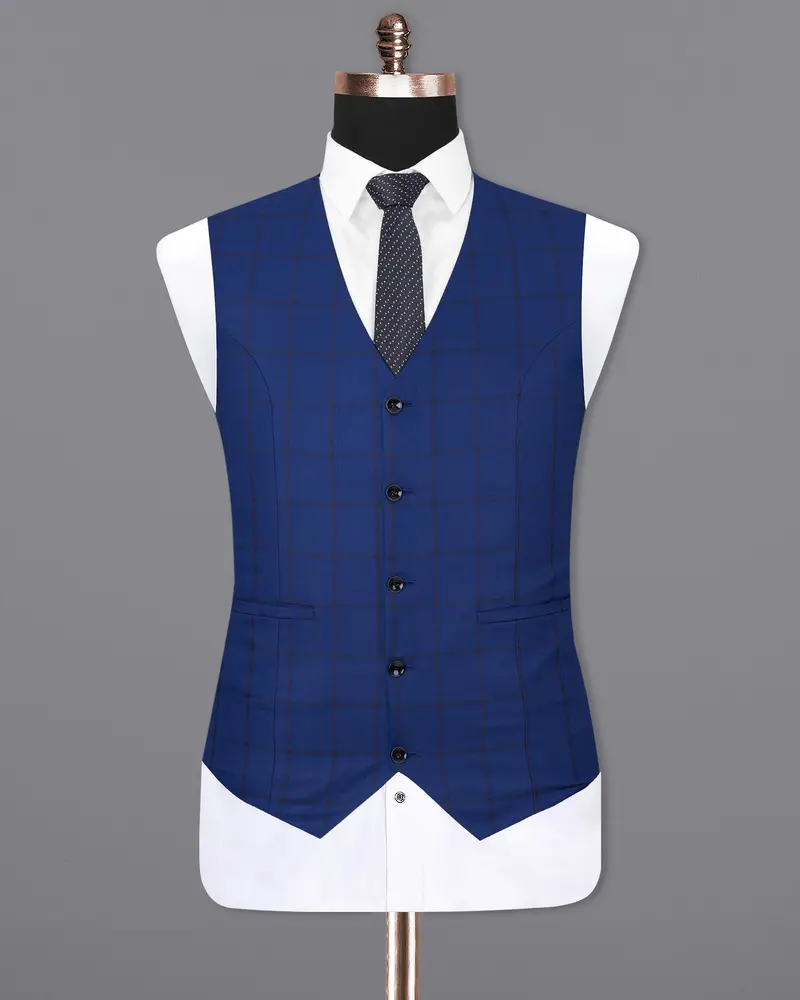 Deep Sapphire Windowpane Waistcoat 2