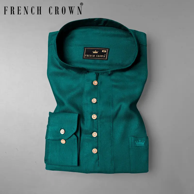 Deep Sea Green Premium Tencel Kurta Shirt 1