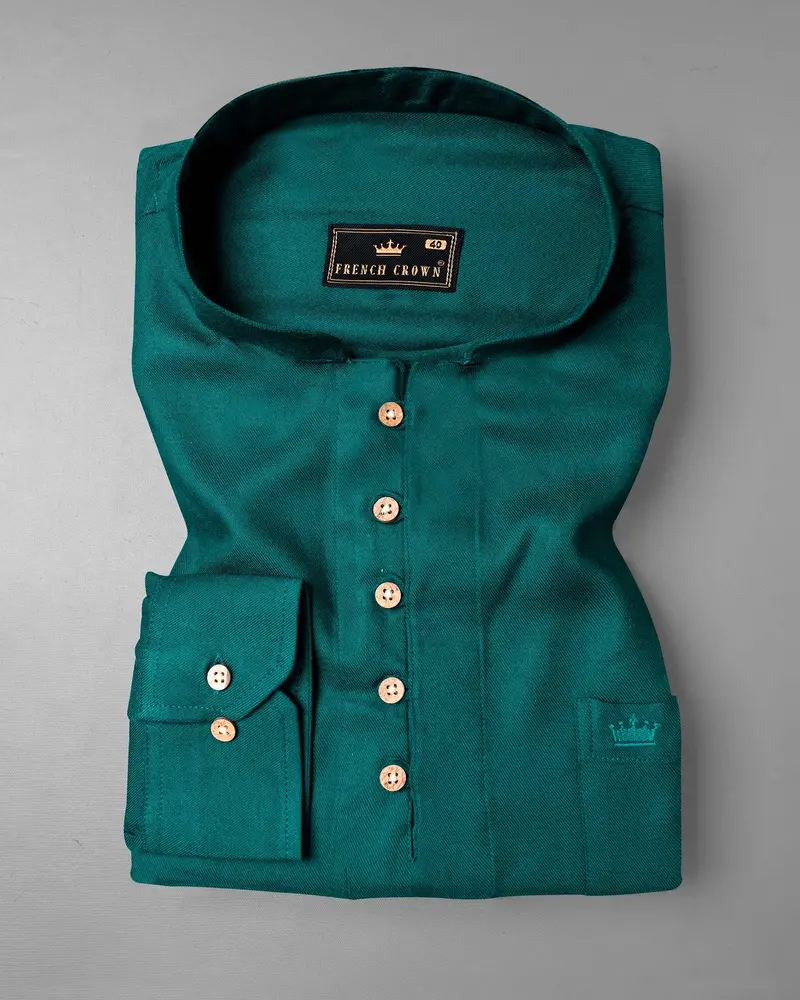 Deep Sea Green Premium Tencel Kurta Shirt 2